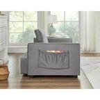 Divano Letto Convertibile Estraibile EHMKNP - Letto Full Size in Velluto Grigio Chiaro con Trapuntatura Capitonnè, Schienale Regolabile su 3 Livelli con 2 Tasche e 2 Cuscini per Appartamento