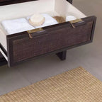 Mobile contenitore Hatteras Modern Boho in lino con dettagli in legno massello e rattan naturale-Teamson Home
