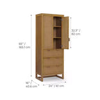 Mobile contenitore Hatteras Modern Boho in lino con dettagli in legno massello e rattan naturale-Teamson Home