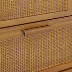 Mobile contenitore Hatteras Modern Boho in lino con dettagli in legno massello e rattan naturale-Teamson Home