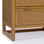 Mobile contenitore Hatteras Modern Boho in lino con dettagli in legno massello e rattan naturale-Teamson Home