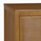Mobile contenitore Hatteras Modern Boho in lino con dettagli in legno massello e rattan naturale-Teamson Home
