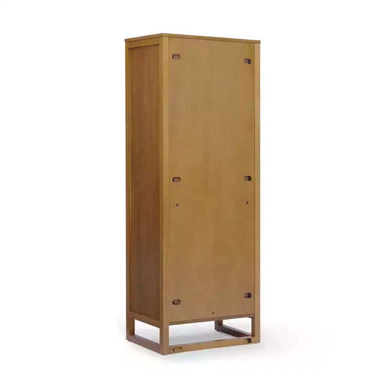 Mobile contenitore Hatteras Modern Boho in lino con dettagli in legno massello e rattan naturale-Teamson Home