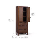 Mobile contenitore Hatteras Modern Boho in lino con dettagli in legno massello e rattan naturale-Teamson Home