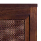 Mobile contenitore Hatteras Modern Boho in lino con dettagli in legno massello e rattan naturale-Teamson Home