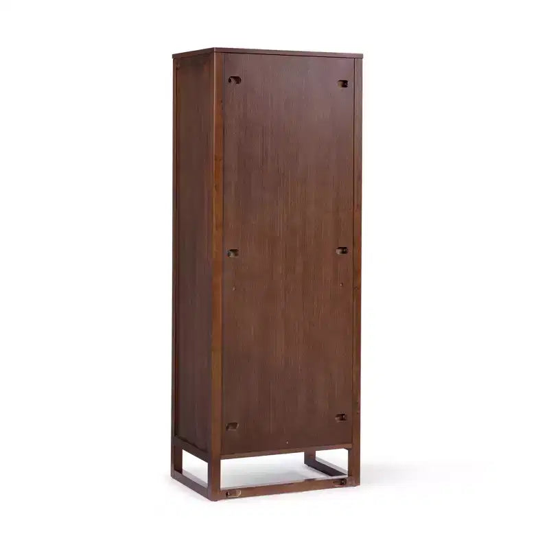 Mobile contenitore Hatteras Modern Boho in lino con dettagli in legno massello e rattan naturale-Teamson Home
