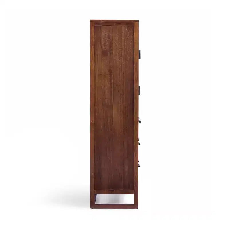 Mobile contenitore Hatteras Modern Boho in lino con dettagli in legno massello e rattan naturale-Teamson Home