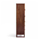 Mobile contenitore Hatteras Modern Boho in lino con dettagli in legno massello e rattan naturale-Teamson Home