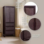 Mobile contenitore Hatteras Modern Boho in lino con dettagli in legno massello e rattan naturale-Teamson Home