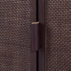 Mobile contenitore Hatteras Modern Boho in lino con dettagli in legno massello e rattan naturale-Teamson Home