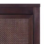 Mobile contenitore Hatteras Modern Boho in lino con dettagli in legno massello e rattan naturale-Teamson Home