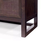 Mobile contenitore Hatteras Modern Boho in lino con dettagli in legno massello e rattan naturale-Teamson Home