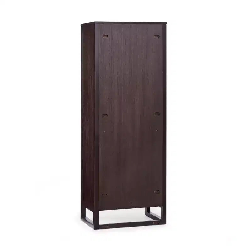 Mobile contenitore Hatteras Modern Boho in lino con dettagli in legno massello e rattan naturale-Teamson Home