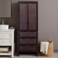 Hatteras Modern Boho Linen Storage Cabinet with Solid Wood & Natural Rattan Accents-Teamson Home