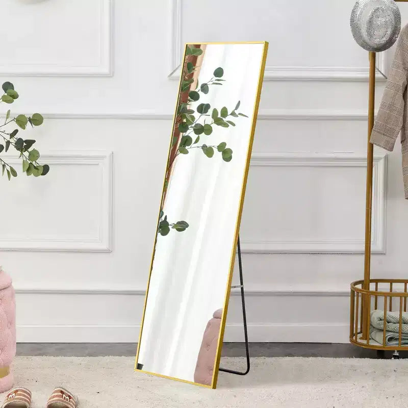 Okak 59*15.7IN Specchio a figura intera con cornice in lega di alluminio, specchio da parete con supporto in metallo, specchio da terra per l'ingresso della camera da letto, cabina armadio, oro