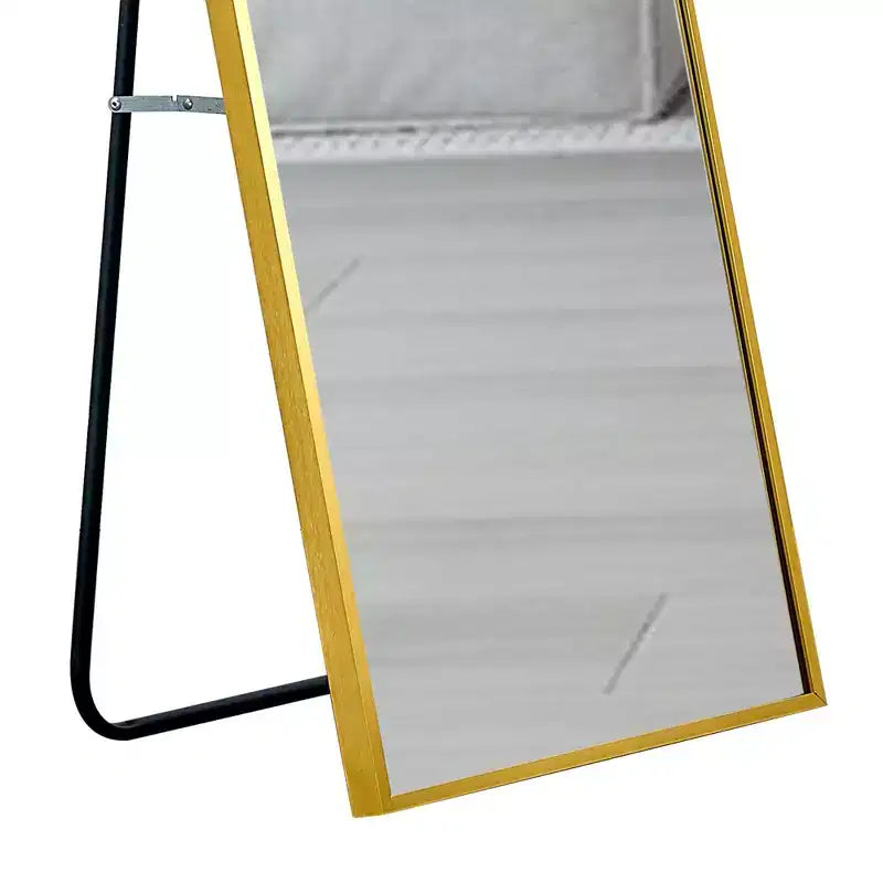 Okak 59*15.7IN Specchio a figura intera con cornice in lega di alluminio, specchio da parete con supporto in metallo, specchio da terra per l'ingresso della camera da letto, cabina armadio, oro