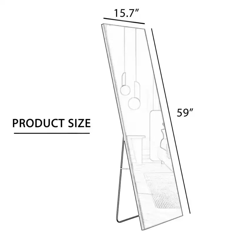 Okak 59*15.7IN Specchio a figura intera con cornice in lega di alluminio, specchio da parete con supporto in metallo, specchio da terra per l'ingresso della camera da letto, cabina armadio, oro