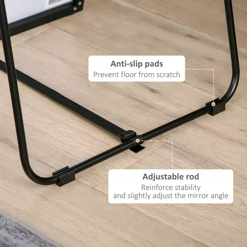 Okak 63.5*19.75IN Specchio intero in alluminio con supporto in metallo, specchio da parete con fori per appendere, specchio da pavimento per negozio di abbigliamento, camerino, nero