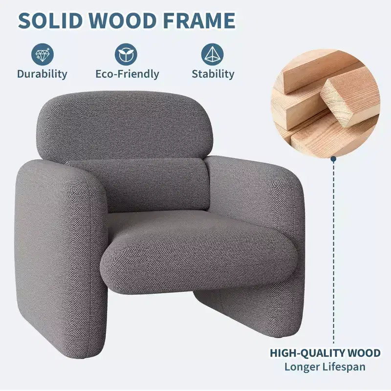 GustoWave Poltrona Moderna da Salotto con Struttura in Legno, Comoda Poltrona Singola da Lettura per Soggiorno, Camera da Letto, Appartamento