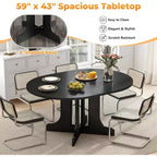 Zevemomo 43-59 Tavolo da pranzo allungabile, per 4-6 persone, con prolunga rimovibile, base a cavalletto a X e binario in metallo per sala da pranzo, soggiorno - Nero