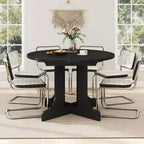 Zevemomo 43-59 Tavolo da pranzo allungabile, per 4-6 persone, con prolunga rimovibile, base a cavalletto a X e binario in metallo per sala da pranzo, soggiorno - Nero