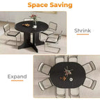 Zevemomo 43-59 Tavolo da pranzo allungabile, per 4-6 persone, con prolunga rimovibile, base a cavalletto a X e binario in metallo per sala da pranzo, soggiorno - Nero