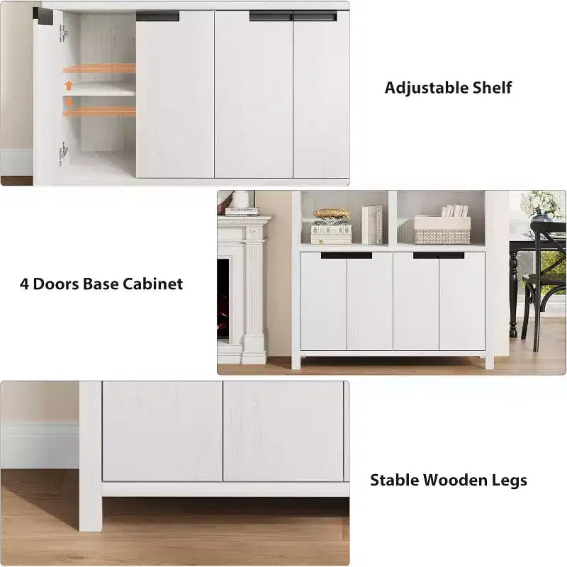 COZONY 70.7 Libreria da Fattoria Grigio/Bianco con Ante, Scaffale a Cinque Ripiani Doppio Ampio con Armadietto e Ripiano Regolabile