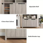 COZONY 70.7 Libreria da Fattoria Grigio/Bianco con Ante, Scaffale a Cinque Ripiani Doppio Ampio con Armadietto e Ripiano Regolabile