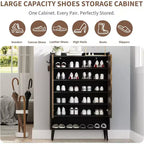 COZONY Scarpiera Grande con Ante, Porta Scarpe a 6 Livelli con Ganci, Mobile Ingresso Autoportante per Corridoio Soggiorno