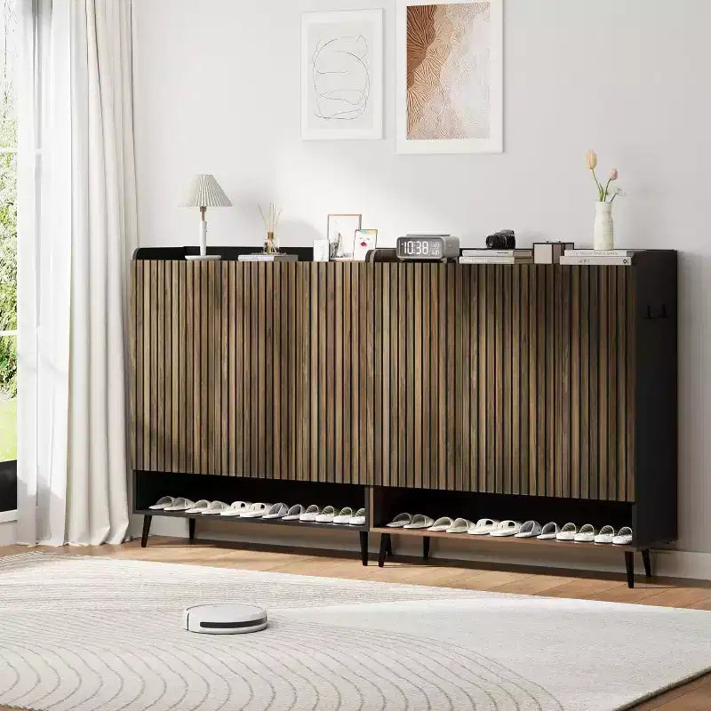 Collezione di scarpiere multi-anta COZONY, organizer per scarpe di grande capacità con ganci portaoggetti, sistema di stoccaggio indipendente per l'ingresso di casa