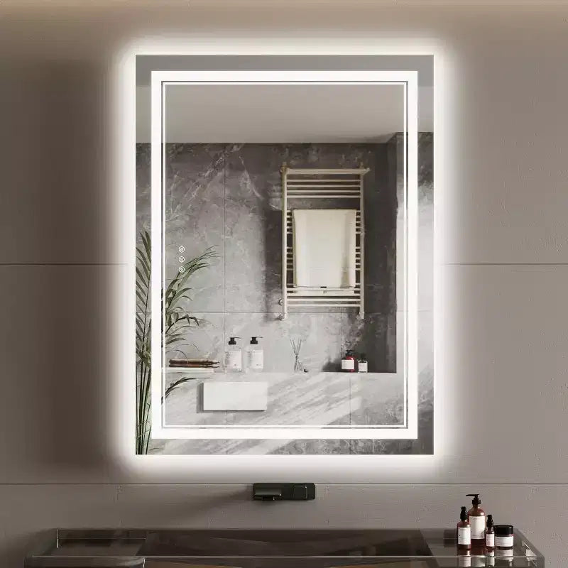 40x32 LED Bathroom Vanity Mirror - Front & Back Dual Lighting, Anti-Fog, Dimmable, Wall-Mounted Lighted Mirror