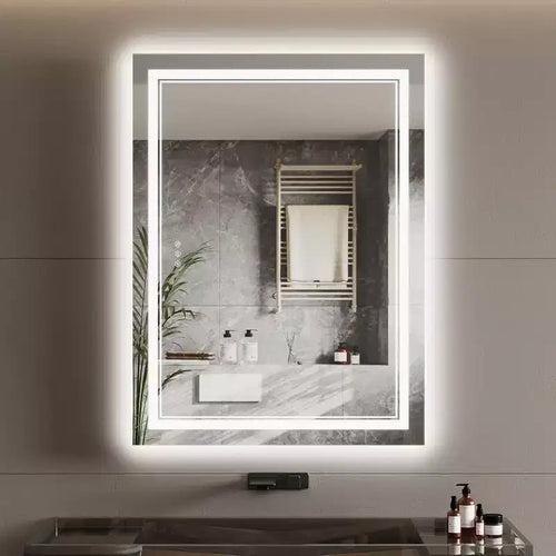 40x32 LED Bathroom Vanity Mirror - Front & Back Dual Lighting, Anti-Fog, Dimmable, Wall-Mounted Lighted Mirror