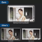 Specchio da bagno a LED 40x32 - Doppia illuminazione frontale e posteriore, anti-appannamento, dimmerabile, a parete
