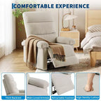 COZONY Poltrona reclinabile per adulti, reclinabile manuale in tessuto con tasca laterale, divano singolo ergonomico regolabile per piccoli soggiorni, camerette, camere da letto