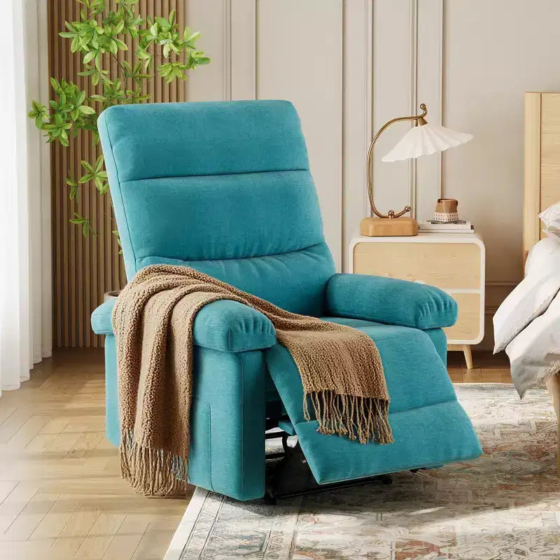 COZONY Poltrona reclinabile per adulti, reclinabile manuale in tessuto con tasca laterale, divano singolo ergonomico regolabile per piccoli soggiorni, camerette, camere da letto