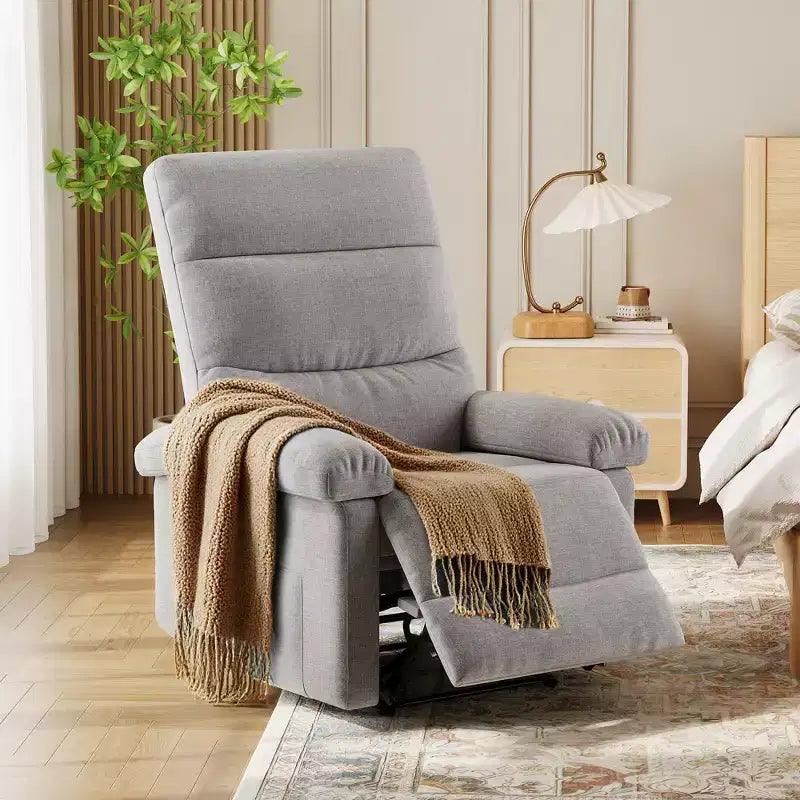 COZONY Poltrona reclinabile per adulti, reclinabile manuale in tessuto con tasca laterale, divano singolo ergonomico regolabile per piccoli soggiorni, camerette, camere da letto