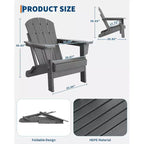 CuisinSmart Sedia Adirondack Pieghevole, Sedia Pieghevole per Esterni in HDPE, Sedie Adirondack Resistenti alle Intemperie per Patio Giardino Prato Cortile Piscina
