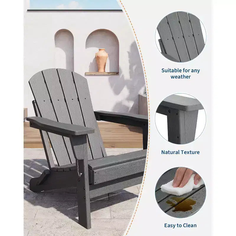 CuisinSmart Sedia Adirondack Pieghevole, Sedia Pieghevole per Esterni in HDPE, Sedie Adirondack Resistenti alle Intemperie per Patio Giardino Prato Cortile Piscina