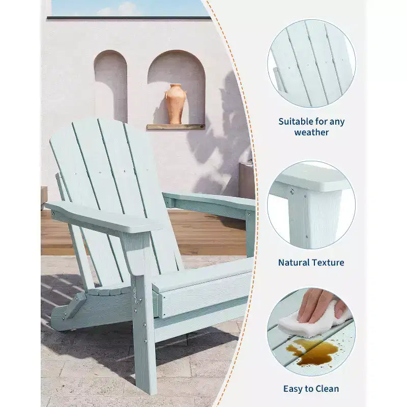 CuisinSmart Sedia Adirondack Pieghevole, Sedia Pieghevole per Esterni in HDPE, Sedie Adirondack Resistenti alle Intemperie per Patio Giardino Prato Cortile Piscina