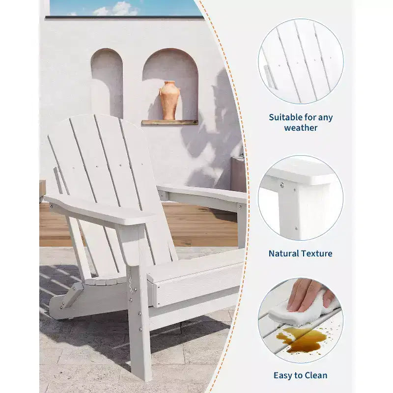 CuisinSmart Sedia Adirondack Pieghevole, Sedia Pieghevole per Esterni in HDPE, Sedie Adirondack Resistenti alle Intemperie per Patio Giardino Prato Cortile Piscina