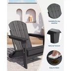 CuisinSmart Sedia Adirondack Pieghevole, Sedia Pieghevole per Esterni in HDPE, Sedie Adirondack Resistenti alle Intemperie per Patio Giardino Prato Cortile Piscina