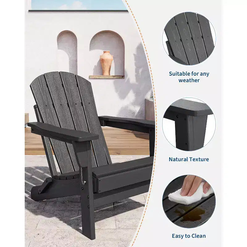 CuisinSmart Sedia Adirondack Pieghevole, Sedia Pieghevole per Esterni in HDPE, Sedie Adirondack Resistenti alle Intemperie per Patio Giardino Prato Cortile Piscina