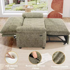 Dyonery Divano Letto Trasformabile 3 in 1 da 147 cm con Letto Estraibile, Divanetto Convertibile con Porta USB/Schienale Reclinabile/Tasca Laterale, Montaggio senza attrezzi