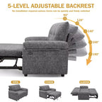 Dyonery Divano Letto Trasformabile 3 in 1 da 147 cm con Letto Estraibile, Divanetto Convertibile con Porta USB/Schienale Reclinabile/Tasca Laterale, Montaggio senza attrezzi