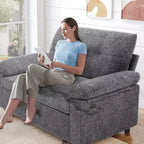 Dyonery Divano Letto Trasformabile 3 in 1 da 147 cm con Letto Estraibile, Divanetto Convertibile con Porta USB/Schienale Reclinabile/Tasca Laterale, Montaggio senza attrezzi