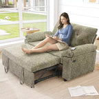 Dyonery Divano Letto Trasformabile 3 in 1 da 147 cm con Letto Estraibile, Divanetto Convertibile con Porta USB/Schienale Reclinabile/Tasca Laterale, Montaggio senza attrezzi