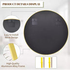 Specchio rotondo da 90 cm, specchio circolare con cornice in metallo, montaggio a parete per ingresso, bagno, vanità, soggiorno