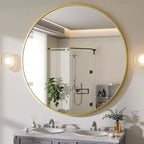 Specchio rotondo da 90 cm, specchio circolare con cornice in metallo, montaggio a parete per ingresso, bagno, vanità, soggiorno
