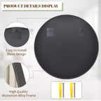 Specchio rotondo da 90 cm, specchio circolare con cornice in metallo, montaggio a parete per ingresso, bagno, vanità, soggiorno