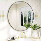 36 Inch Round Mirror, Metal Frame Circle Mirror, Wall Mounted for Entryway, Bathroom, Vanity, Living Room